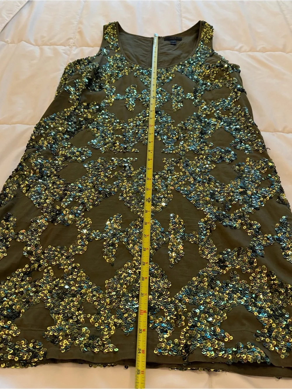 J. Crew Olive Sequin Midi Tank Dress size 6